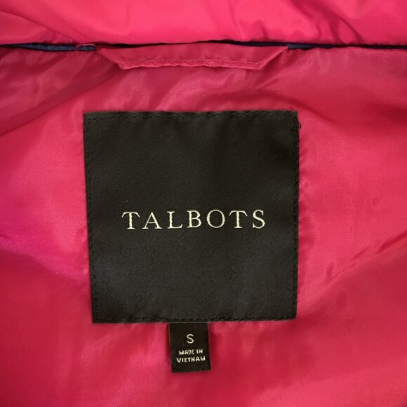 Talbots Womans S Vest Quilted Puffer Down Filled Pink Zip Front Pockets Classic - Picture 2 of 12